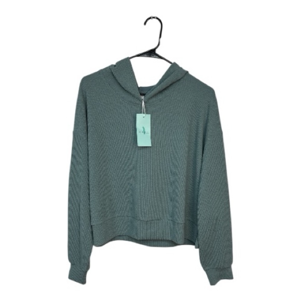 Wiholl Women’s Cozy Green Slightly Cropped Hooded Sweatshirt Size XL NWT